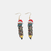 PU Leather Alloy Pencil Earrings Gold One Size