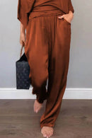 Full Size Wrap Surplice Top and Pants Set Plus Size - Store 42