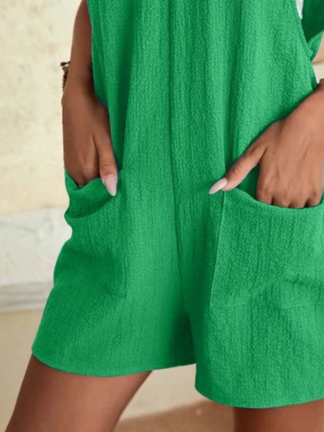 Full Size Knot Strap Romper with Pockets Plus Size - Store 42