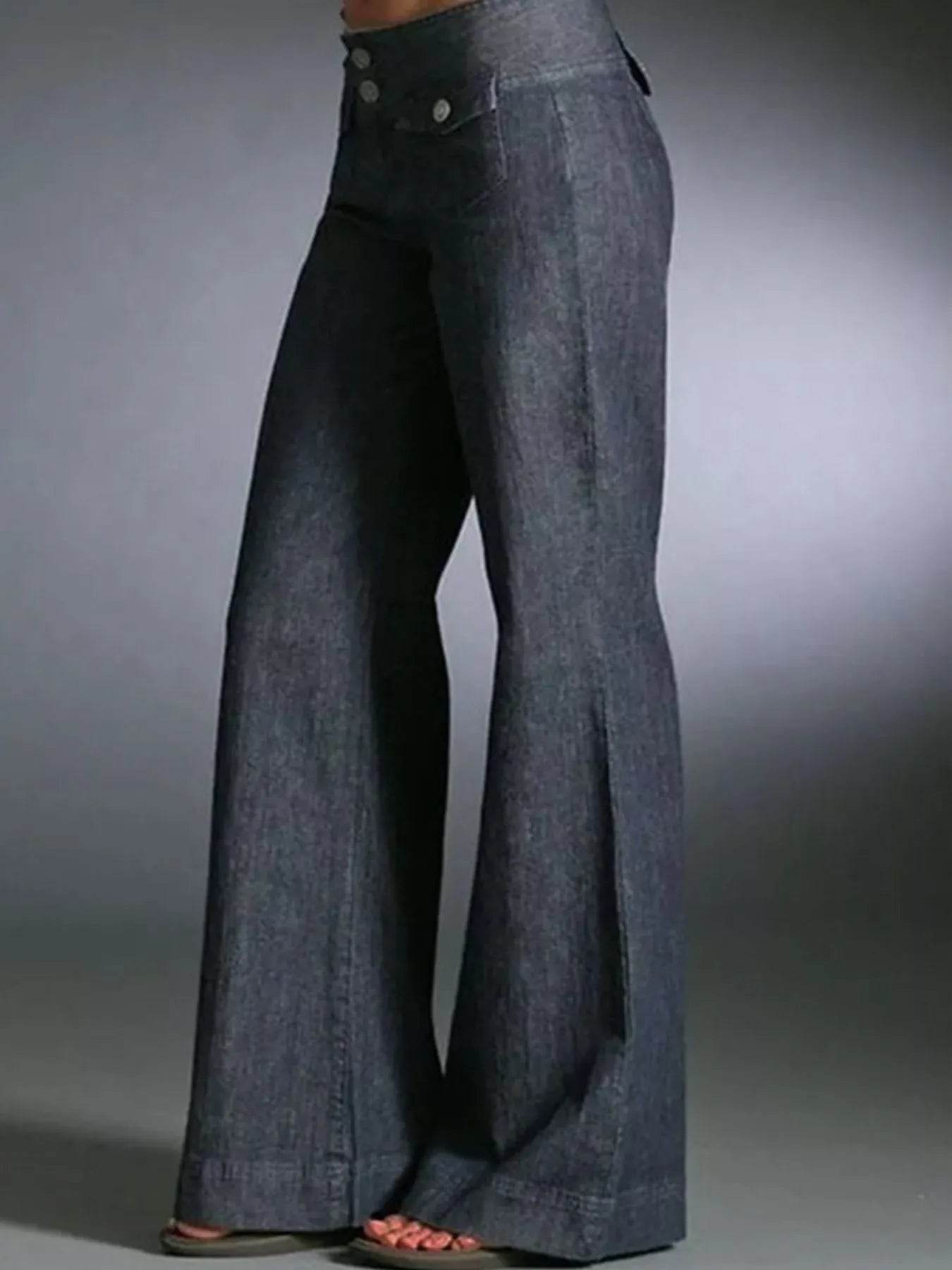 Full Size High-Waisted Wide-Leg Wash Jeans Plus Size
