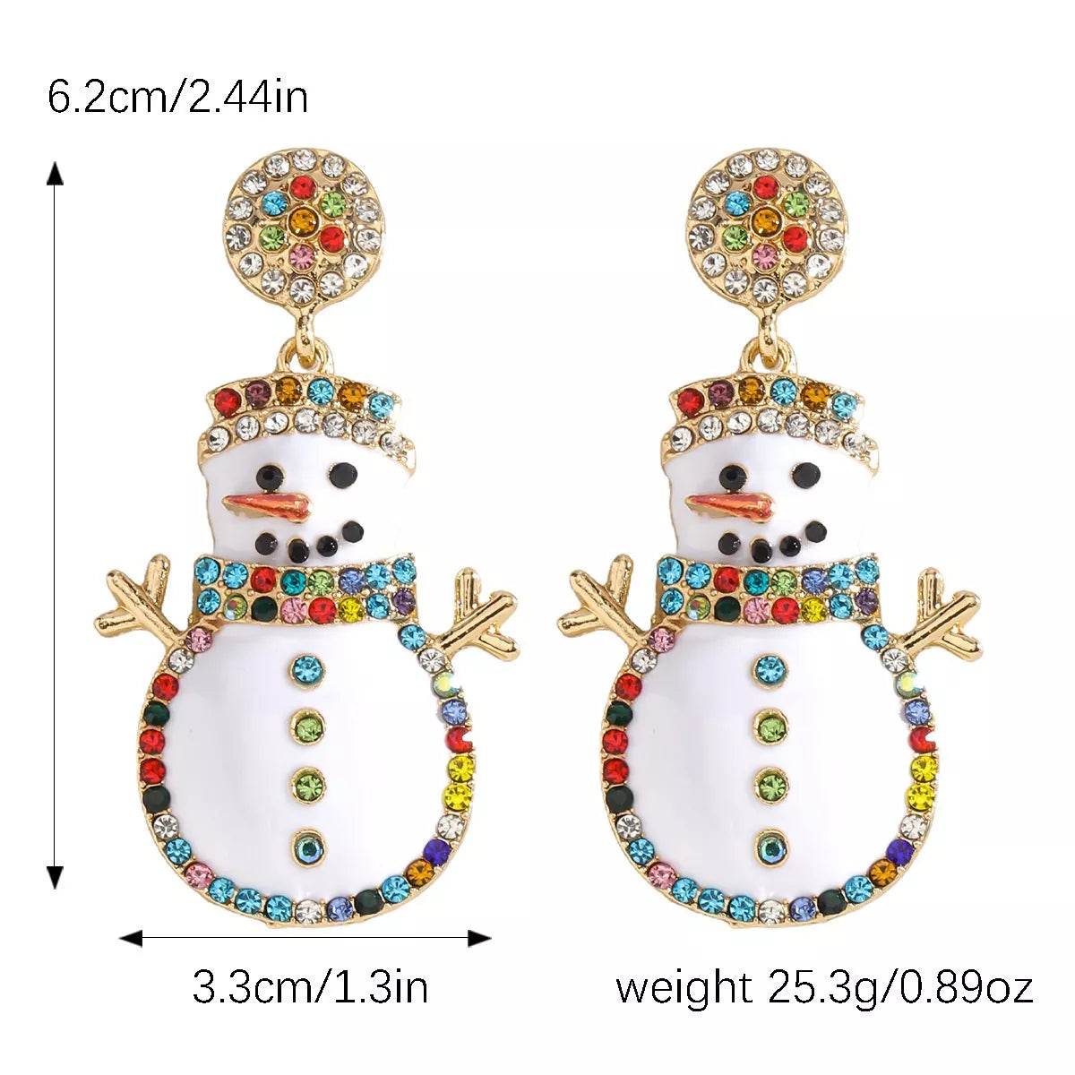 18K Gold-Plated Snowman Christmas Zircon Drop Earrings - Festive Holiday Accessory - Store 42