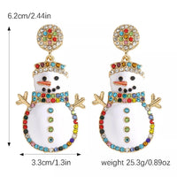 18K Gold-Plated Snowman Christmas Zircon Drop Earrings - Festive Holiday Accessory - Store 42