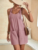 Full Size Knot Strap Romper with Pockets Plus Size - Store 42