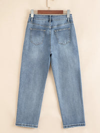 Distressed Ankle-length Straight Jeans