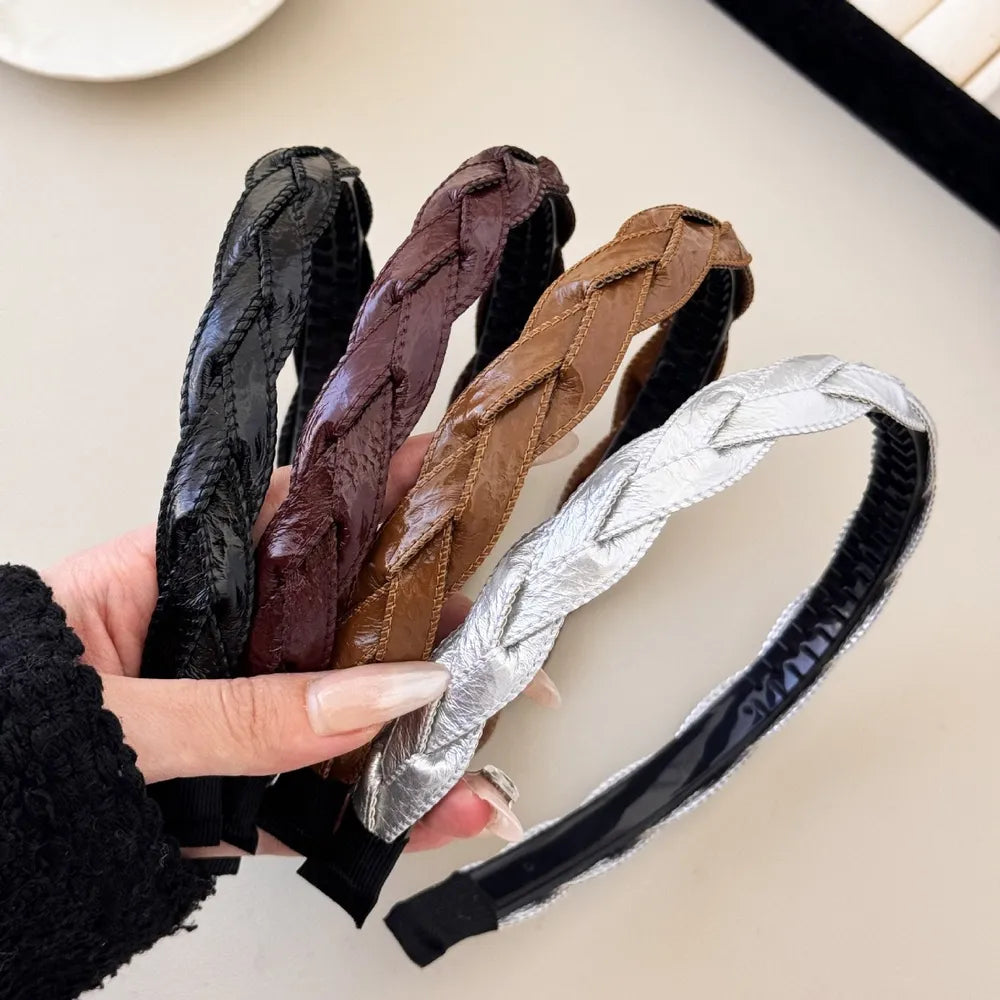 Trendy PU Leather Braided Hair Headband for Effortless Style - 0.6 In Wide, Lightweight 0.7 Oz