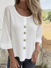 Full Size Button-Front 3/4 Sleeve Casual Blouse Plus Size - Store 42