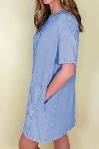 Floral Round Neck Short Sleeve T-Shirt Dress