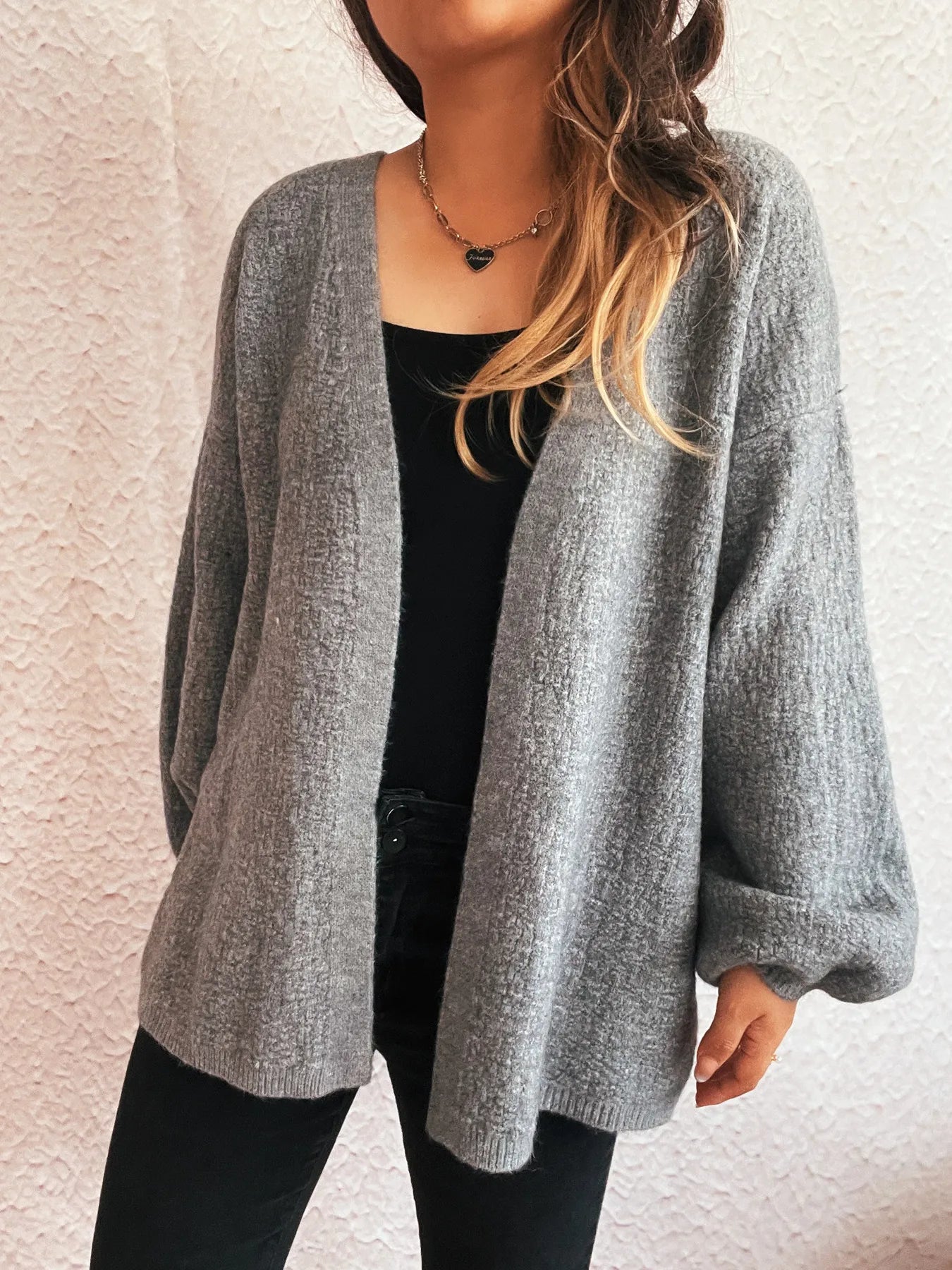 Open Front Long Sleeve Cardigan