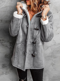 Full Size Cozy Sherpa Lined Toggle Coat with Hood Plus Size - Store 42