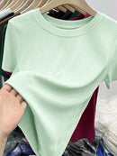 Slightly Stretchy 100% Polyester Crew Neck Short Sleeve T-Shirt for Everyday Comfort - Store 42