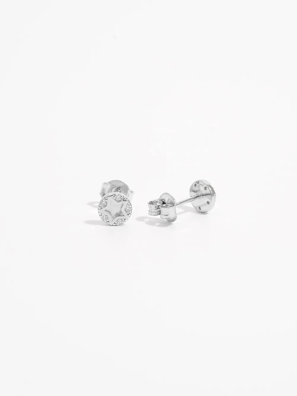 925 Sterling Silver Zircon Star Stud Earrings - Elegant, Lightweight, Platinum-Plated Design