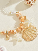 18K Gold-Plated Beach Shell Starfish Pendant Necklace - Store 42