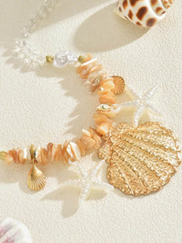 18K Gold-Plated Beach Shell Starfish Pendant Necklace - Store 42