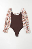 Scoop Neck Printed Flounce Sleeve Bodysuit - Store 42