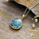 Turquoise Chain Pendant Necklace Gold One Size