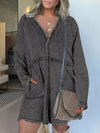 Full Size Button-Front Long Sleeve Denim Shirt Dress Plus Size - Store 42