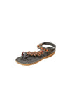 Toe Loop PU Leather Flats Sandals Black