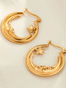 18K Gold-Plated Crescent Moon and Star Hoop Earrings for a Celestial Touch - Store 42