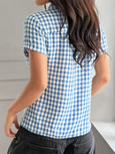 Gingham Check Short Sleeve Button-Up Shirt
