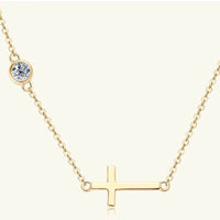 Elegant Cross Moissanite Necklace in 925 Sterling Silver with 18K Gold-Plating, 0.3 Ct - Store 42