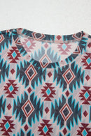 Western Aztec Print Mesh Slim T Shirt