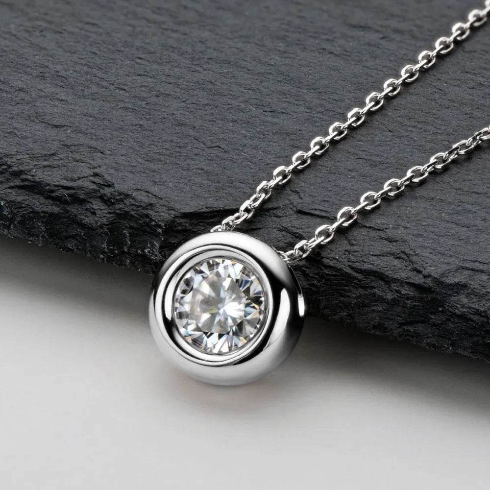 1 Carat Moissanite Necklace in 925 Sterling Silver - Stunning D Color & VVS1 Clarity