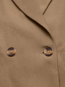 Lapel Collar Leopard Cuff Long Sleeve Blazer