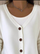 Full Size Plus Size Button-Front V-Neck Cardigan, Slightly Stretchy, 95% Acrylic Blend - Store 42