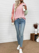 Trendsi Color Block Ribbed Long Sleeve T-Shirt: Slightly Stretchy, Modern Casual Style - Store 42