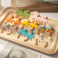 Colorful Woven Flower Drop Earrings