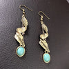 Alloy Leaf Artificial Turquoise Earrings Gold One Size