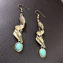 Alloy Leaf Artificial Turquoise Earrings Gold One Size