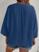 Full Size Casual V-Neck Button Down Relaxed Fit Blouse Plus Size - Store 42