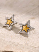 Elegant 18K Gold-Plated Stainless Steel Star Stud Earrings - Lightweight, Durable Design - Store 42