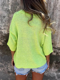 Full Size Johnny Collar Loose Knit Sweater Plus Size - Store 42