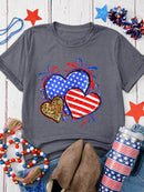American Heart Graphic T-Shirt for Women - Soft Stretchy Round Neck Tee in Various Sizes - Store 42
