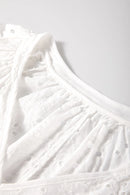 Eyelet V-Neck Long Sleeve Blouse
