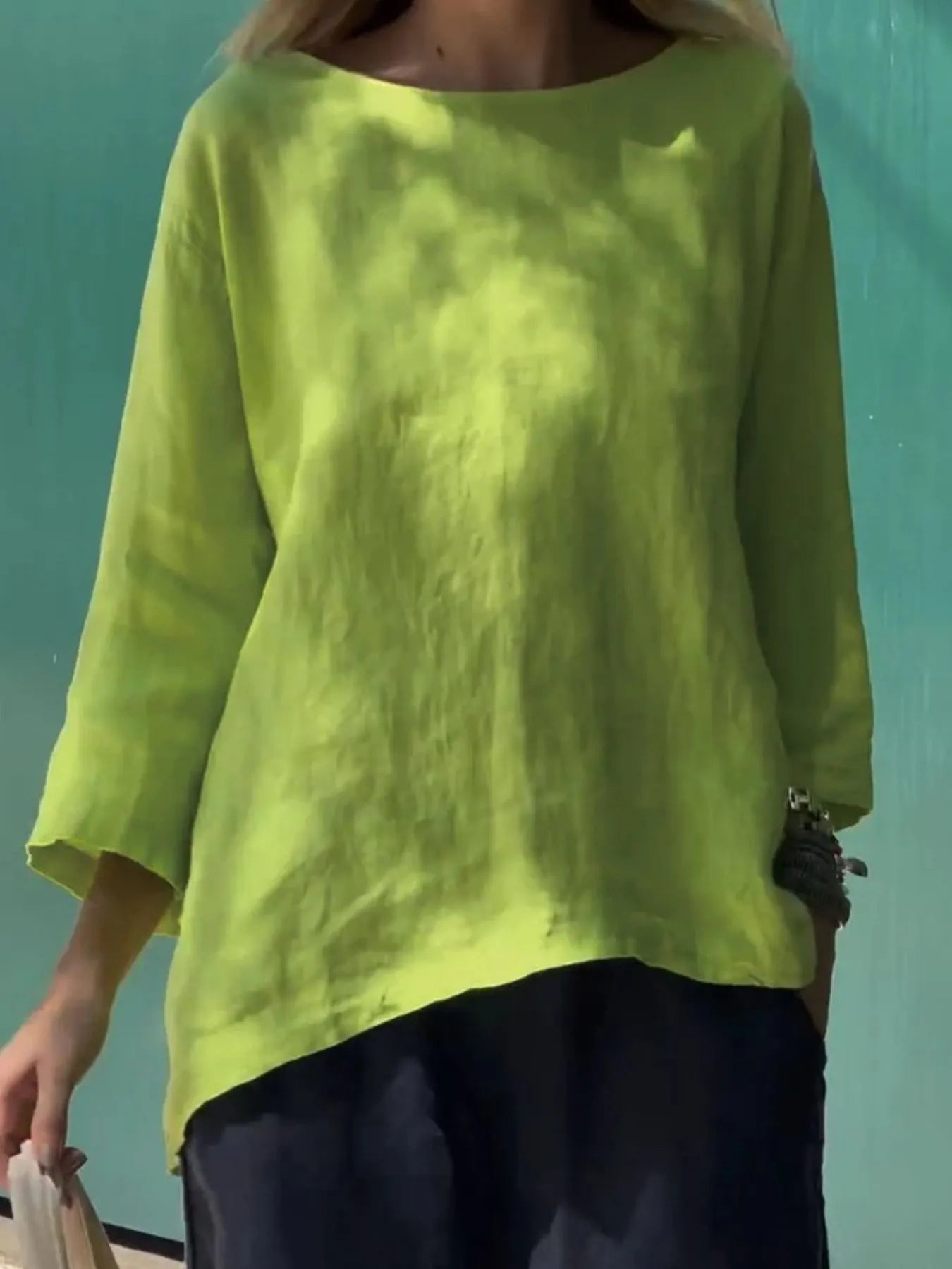 Full Size Round Neck Relaxed Fit Blouse Plus Size