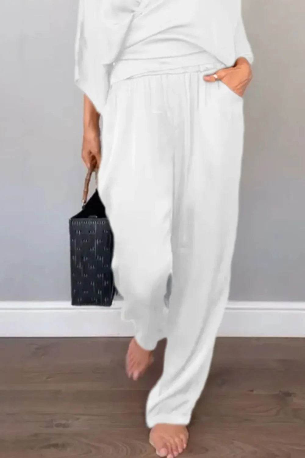 Full Size Wrap Surplice Top and Pants Set Plus Size - Store 42