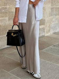 Satin Maxi Skirt with Drawstring Waist