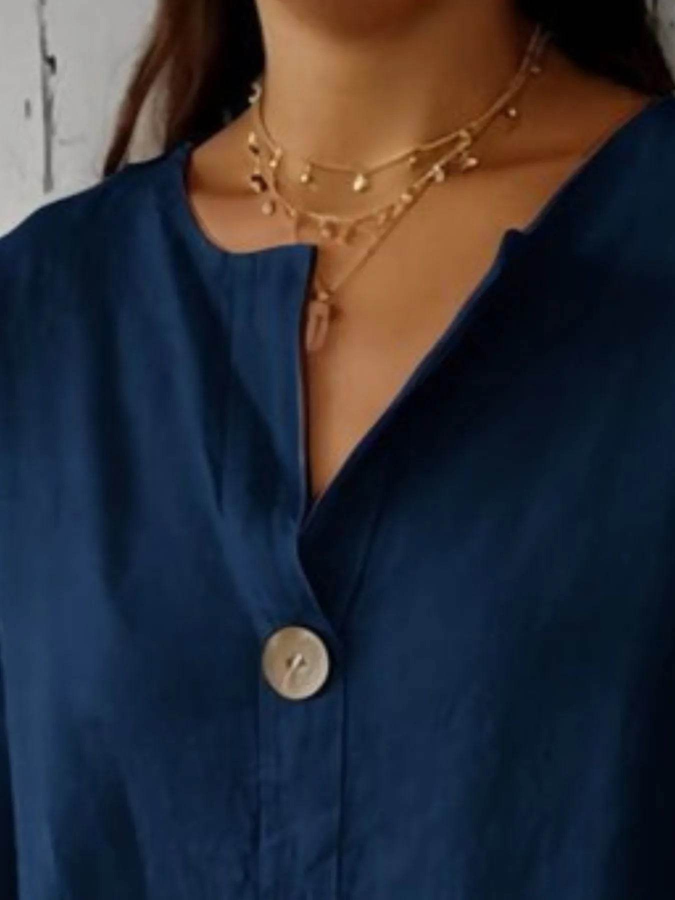 Full Size Casual Notched Drop Shoulder Blouse Plus Size - Store 42