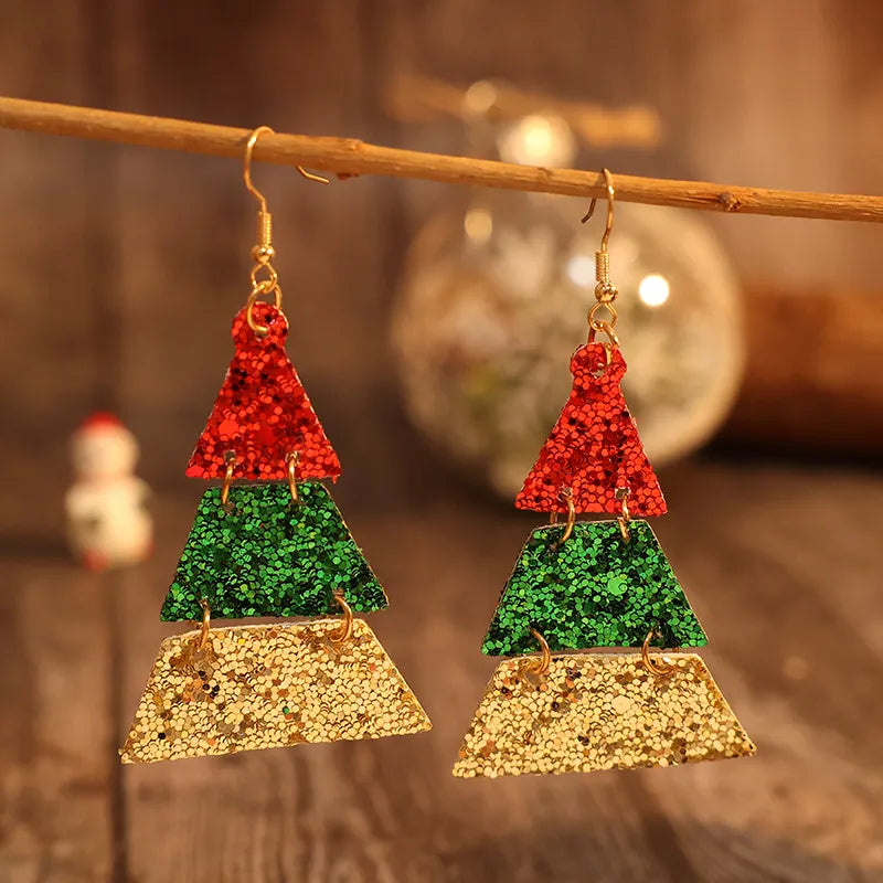 Trendy PU Leather Sequin Earrings - Stylish 3.3" Length, Lightweight Alloy Jewelry