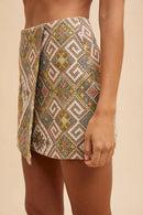 Annie Wear Ethic Woven Jacquard Wrap Mini Skirt