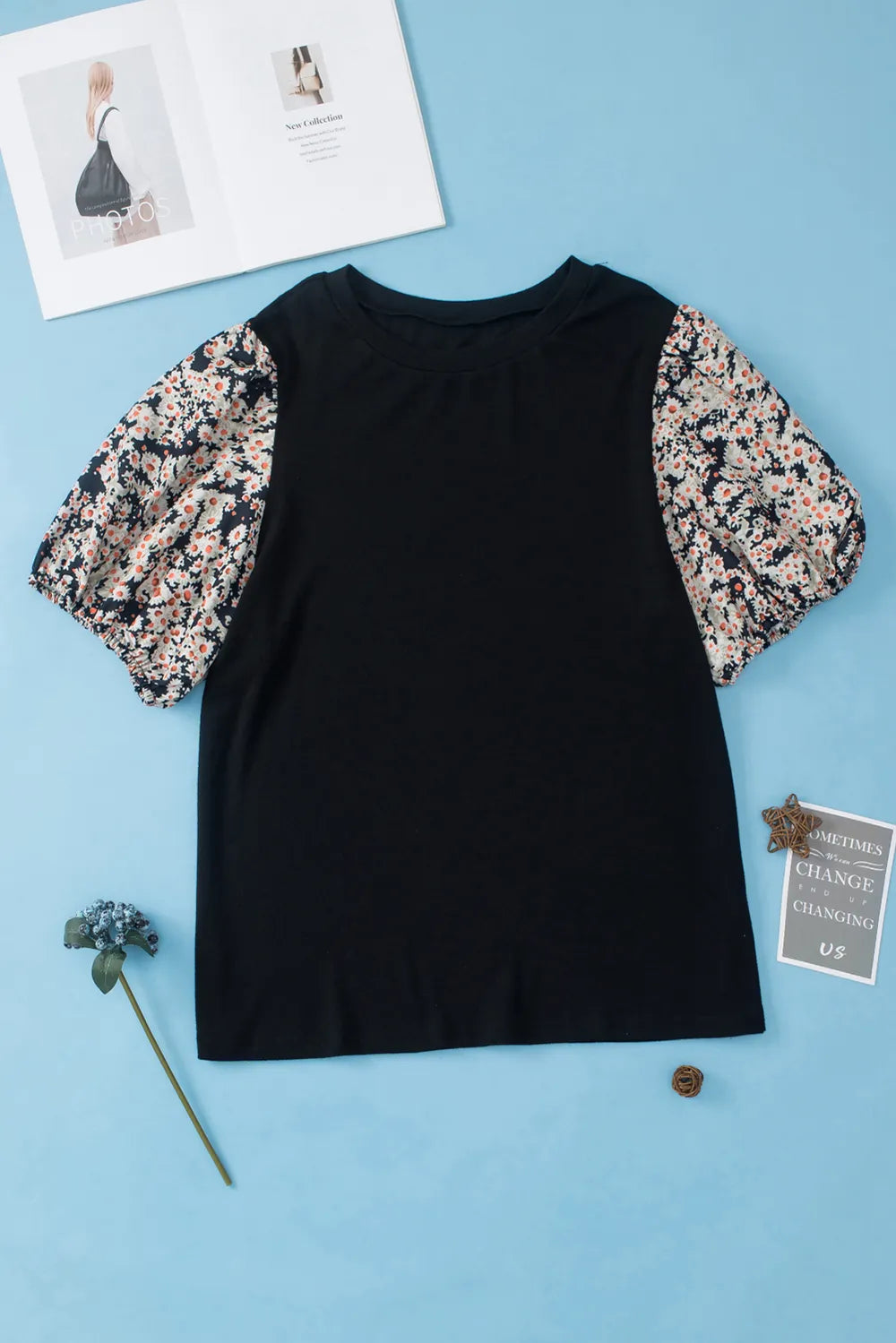Trendy Plus Size Printed Short Sleeve Blouse - Opaque, Slightly Stretchy, Comfortable Fit