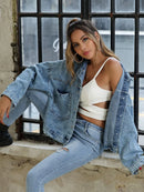 Button Down Drop Shoulder Denim Jacket