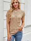 Round Neck Short Sleeve Knit Top Tan
