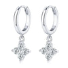 925 Sterling Silver Moissanite Hoop Drop Earrings Silver One Size
