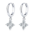 925 Sterling Silver Moissanite Hoop Drop Earrings Silver One Size