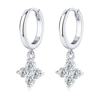 925 Sterling Silver Moissanite Hoop Drop Earrings Silver One Size