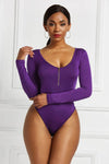 Half Zip Scoop Neck Long Sleeve Bodysuit - Store 42